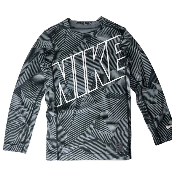 Nike Other - NIKE Pro Dri-Fit Kids Long Sleeve Athletic Compression Shirt Black & Grey